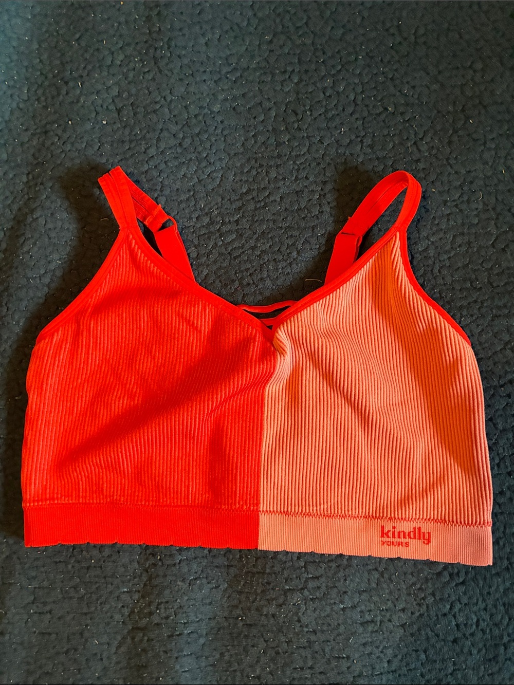 Kindly Yours Two-Tone Red/Coral Ribbed Bralette